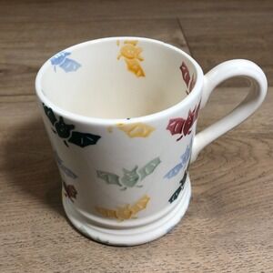 Emma Bridgewater Fall Halloween Bats 1/2 pint Mug Sponge Ware Multicolor England
